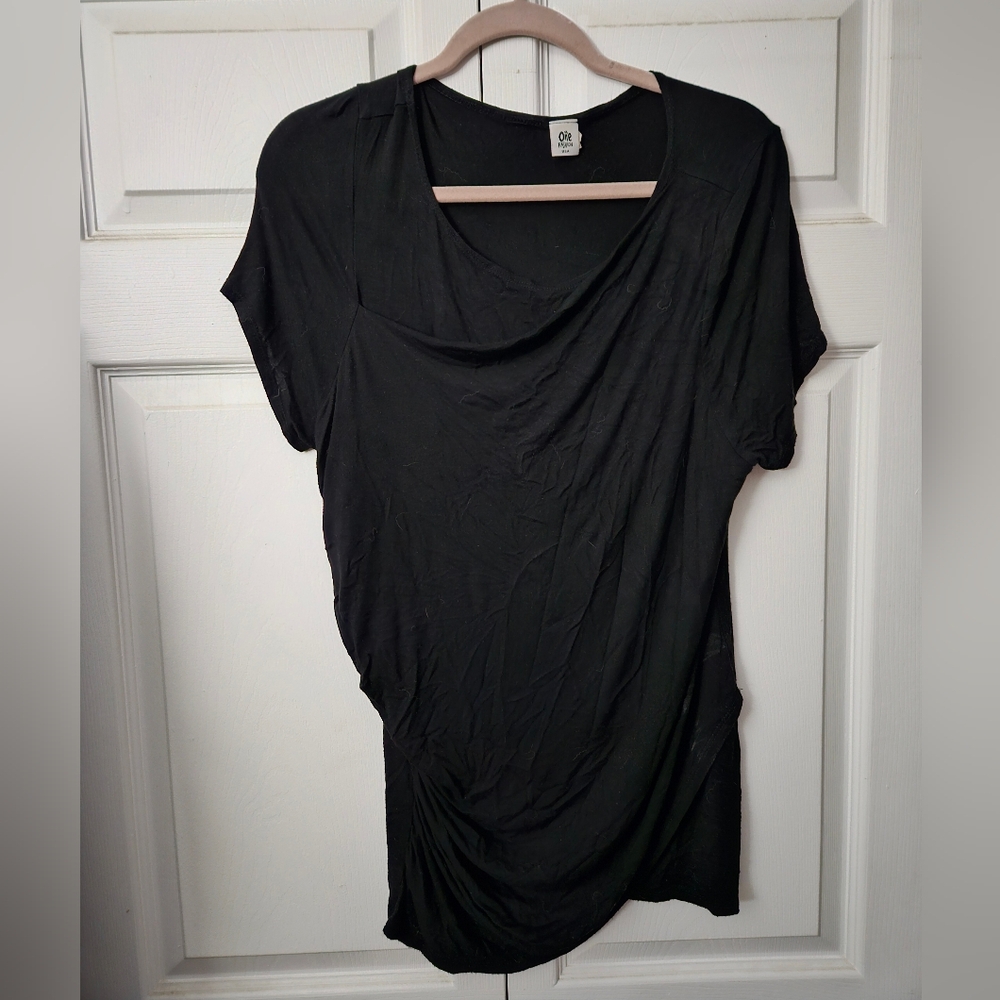 One Fashion Women's Black Drape Top